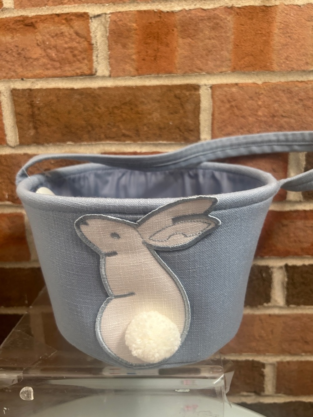 Threshold Blue Bunny Fabric Basket with Pom Pom Tail
